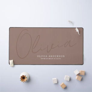 Nom personnalisé Minimaliste Mocha Brun Script
