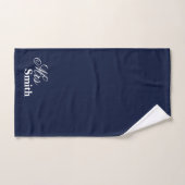 Nom personnalisé Mme Smith White Navy (Serviette à main)