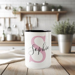 Nom personnalisé moderne Monogramme rose<br><div class="desc">Nom personnalisé moderne Monogramme rose</div>