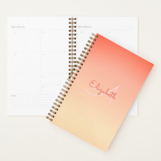 Nom personnalisé Monogram Coral Ombre Pastel Jaune (Devant avec enveloppe)