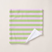 Nom personnalisé Monogram Pastel Rose Vert rayé (Gant de toilette)