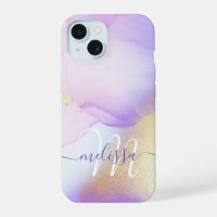 Nom personnalisé Monogram Purple Aquarelle Luxe