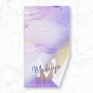 Nom personnalisé Monogram Purple Aquarelle Luxe