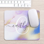 Nom personnalisé Monogram Purple Aquarelle Luxe<br><div class="desc">Personnalisez facilement ce style glamour abstrait couleur lilas peinture et faux or spray arrière - plan avec vos détails personnalisés.</div>
