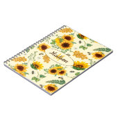 Nom personnalisé Monogramme Carnet Tournesols Miel (Côté gauche)