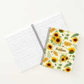 Nom personnalisé Monogramme Carnet Tournesols Miel (Intérieur)