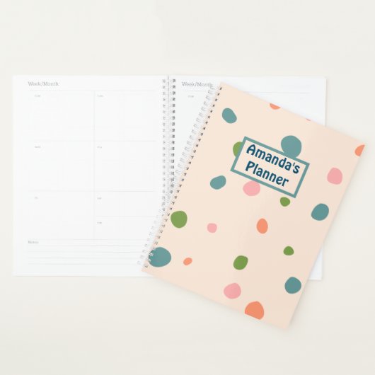 Nom personnalisé monogramme mignon motif points ro (Devant avec enveloppe)