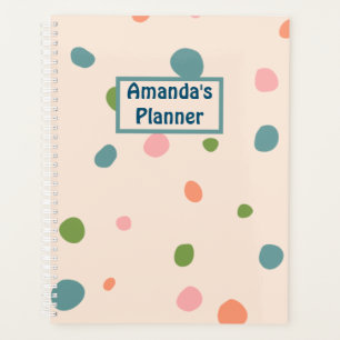Nom personnalisé monogramme mignon motif points ro