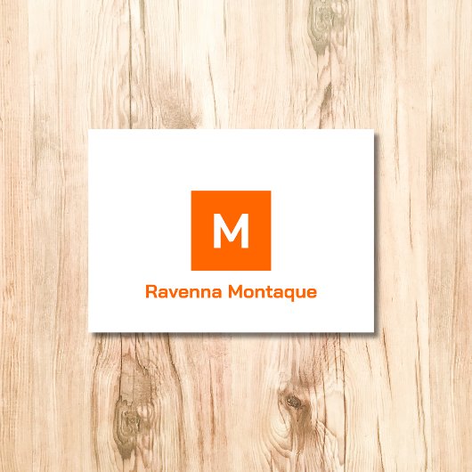 Nom personnalisé monogramme moderne orange coucher