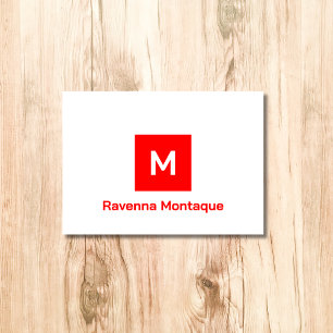 Nom personnalisé monogramme moderne rouge néon
