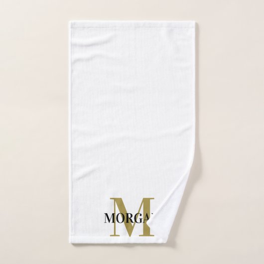 Nom personnalisé Monogramme noir blanc (Serviette à main)