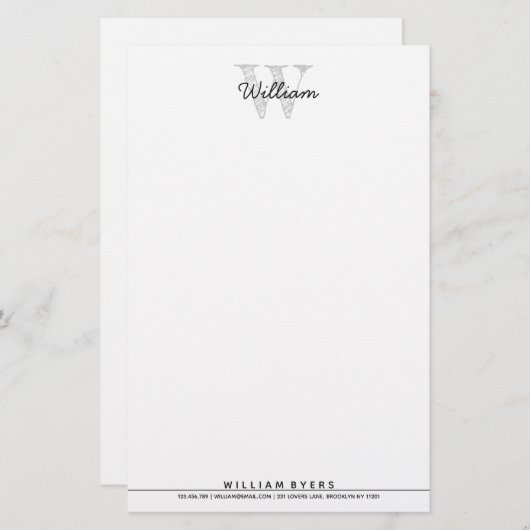 Nom personnalisé Monogramme Papeterie (Devant / Derrière)