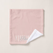 Nom personnalisé Monogramme rose pâle | Ensemble d (Gant de toilette)