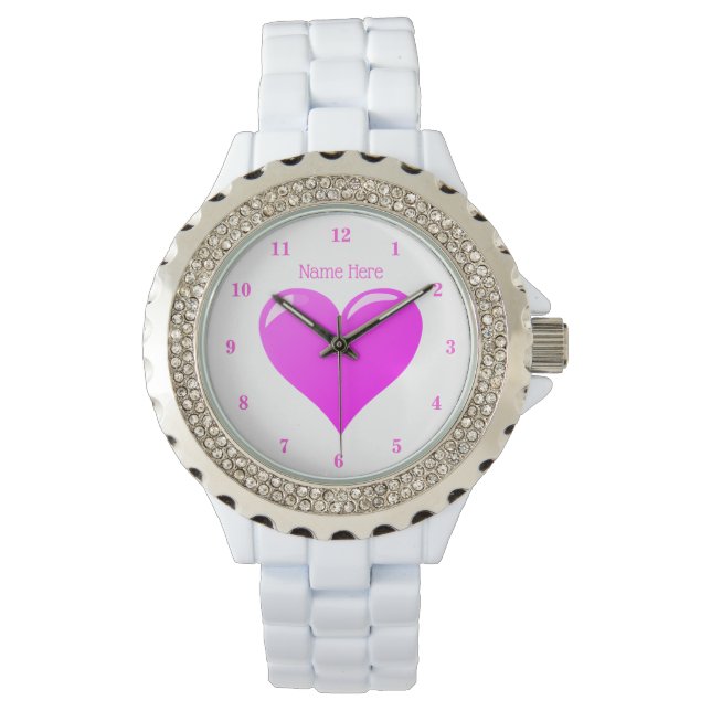 Nom personnalisé Montre texte avec coeur (devant)