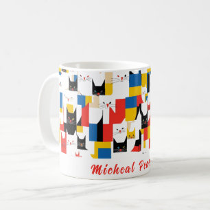 Nom personnalisé Motif de chat coloré Mug