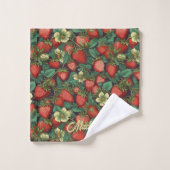 Nom personnalisé Motif fraise (Gant de toilette)