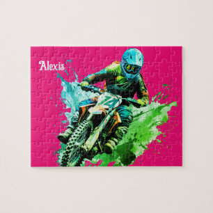 Nom personnalisé Motocross Puzzle