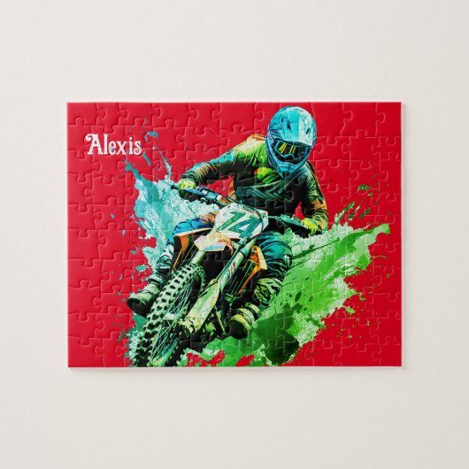 Nom personnalisé Motocross Puzzle (Horizontal)