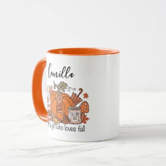 Nom personnalisé Mug d'automne, Vibes d'automne Mu (Devant gauche)