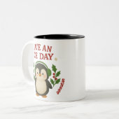 Nom personnalisé Mug de pingouin de Noël Avoir une (Devant gauche)