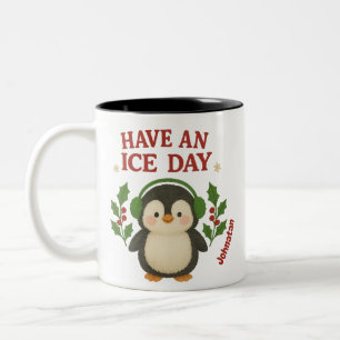 Nom personnalisé Mug de pingouin de Noël Avoir une