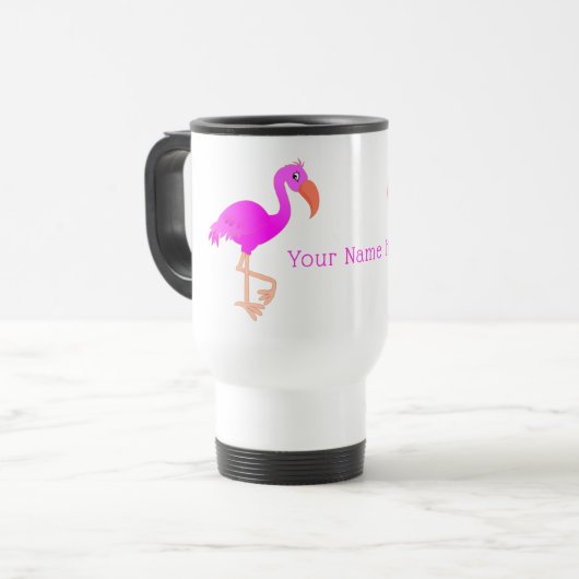 Nom personnalisé Mug de voyage avec Flamants roses (Devant gauche)