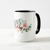 Nom personnalisé Mug floral pour filles, copines (Devant droit)
