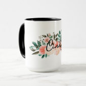 Nom personnalisé Mug floral pour filles, copines (Devant gauche)