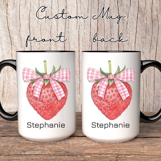 Nom personnalisé Mug fraise, cadeau d'anniversaire