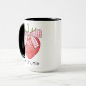 Nom personnalisé Mug fraise, cadeau d'anniversaire (Devant gauche)