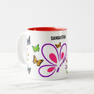 Nom personnalisé Mug papillon avec accentuation de