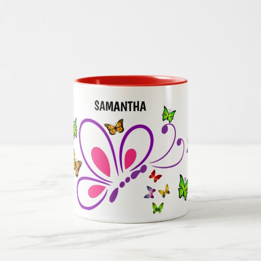 Nom personnalisé Mug papillon avec accentuation de (Centre)
