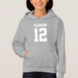 Nom personnalisé Numéro Filles Sport<br><div class="desc">Créez votre propre sweat - shirt à capuche de maillot de football féminin personnalisé avec un nom et un numéro personnalisés. Une jolie chemise de sport personnalisable, c'est une idée cadeau mignonne pour les filles. Ce sport pour enfants branché convient à tous les sports, y compris le football, le football,...</div>