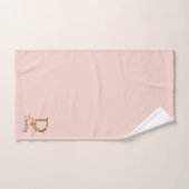 Nom personnalisé Or Feuille Rose Blush Lettre D (Serviette à main)