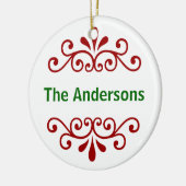 Nom personnalisé Ornement de Noël en rouge (Gauche)
