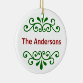 Nom personnalisé Ornement de Noël en vert (Droite)