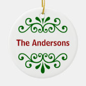 Nom personnalisé Ornement de Noël en vert (Devant)