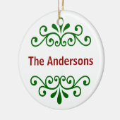 Nom personnalisé Ornement de Noël en vert (Gauche)
