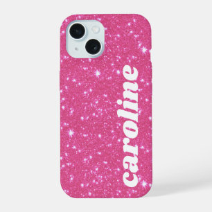 Nom personnalisé Paillettes Rose Chaude Rétro