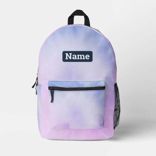 Nom personnalisé Pastel Tie Dye Sac à dos (Recto)