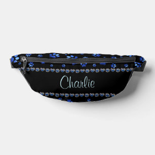 Nom personnalisé, pattes de chien en paillettes bl