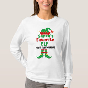 Nom personnalisé Père Noël T-shirt Elf favori