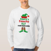Nom personnalisé Père Noël T-shirt Elf favori (Devant)