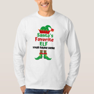 Nom personnalisé Père Noël T-shirt Elf favori