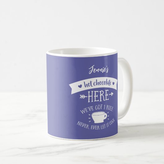 Nom personnalisé Périwinkle Chocolat chaud Mug (Devant droit)