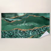 Nom Personnalisé Plage Serviette Agate Green Parti (Devant)