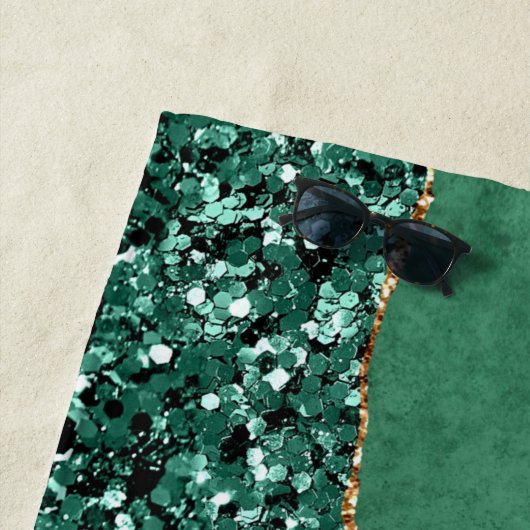 Nom Personnalisé Plage Serviette Agate Green Parti (En situation)