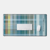 Nom personnalisé Plaid Check Blue Teal Moderne Élé (Clavier et souris)