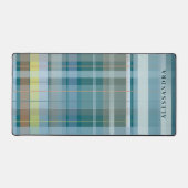 Nom personnalisé Plaid Check Blue Teal Moderne Élé (Recto)