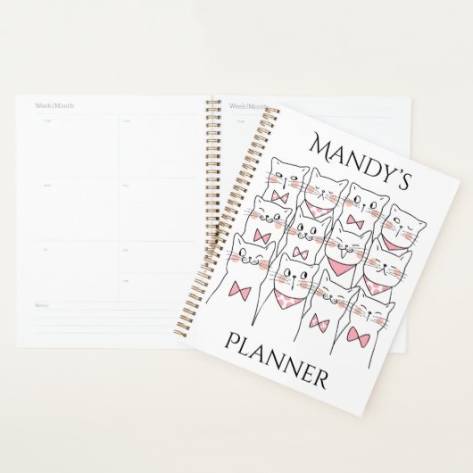 Nom personnalisé Planificateur de chats, Planifica (Devant avec enveloppe)